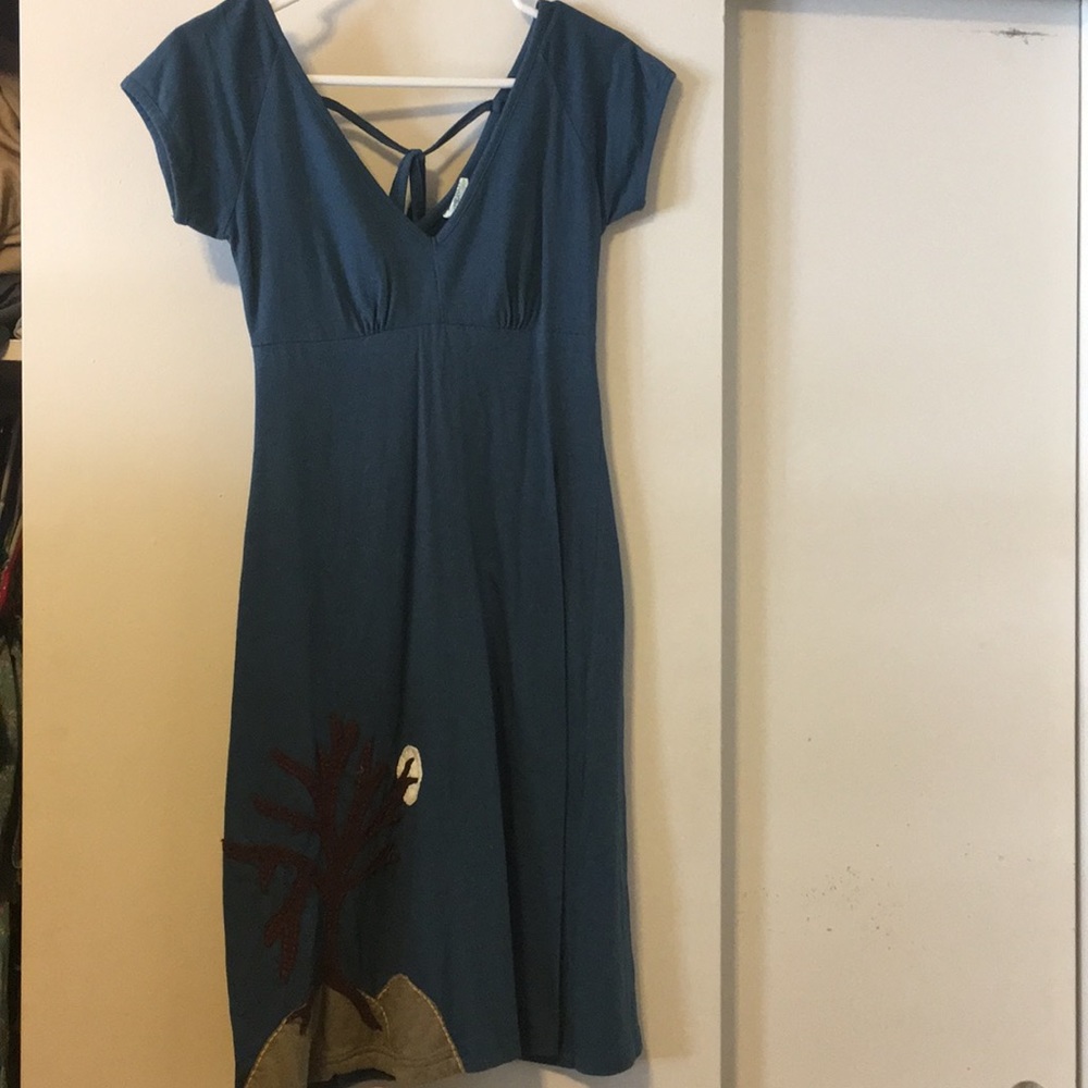 Navy Blue Dress with Cute Tree